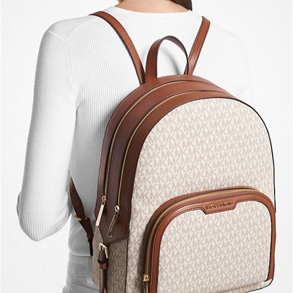 Michael Kors Jaycee Large Logo Backpack Vanilla Natural NWOT - Picture 4 of 4